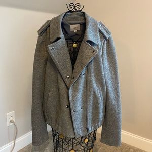 Ann Taylor Loft cotton grey moto zip up jacket | size medium